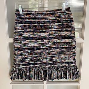 ANN TAYLOR Mixed Tweed Pencil Skirt with Ruffle Hem